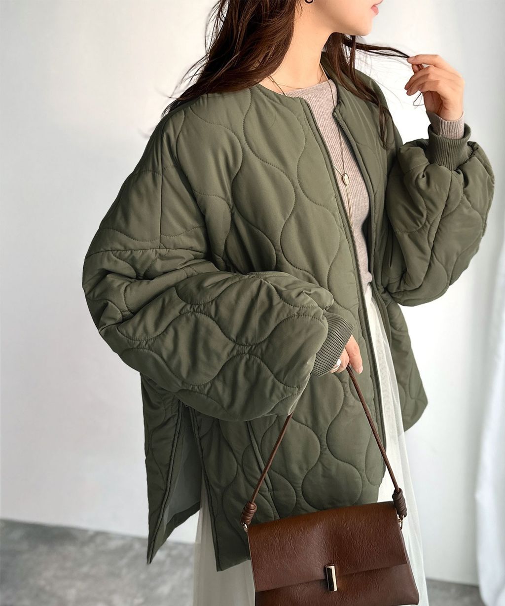 JaVa 縫線格紋輕中棉百搭外套_31