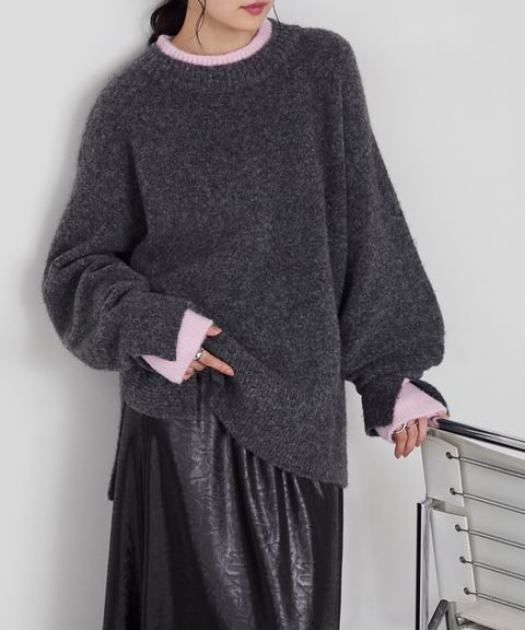 forksy. 假兩件層次感莫克領親膚針織上衣_4