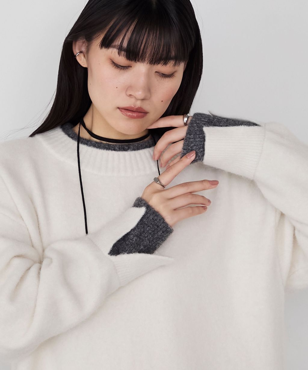 forksy. 假兩件層次感莫克領親膚針織上衣_6