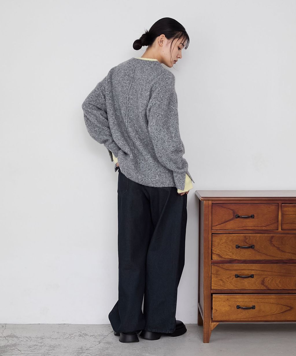 forksy. 假兩件層次感莫克領親膚針織上衣_87