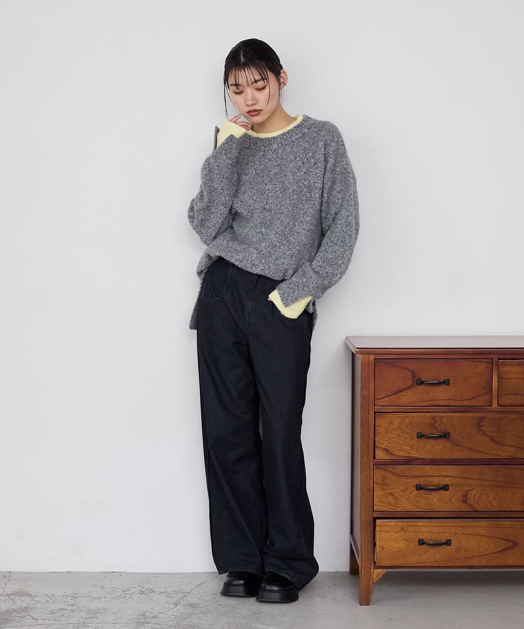 forksy. 假兩件層次感莫克領親膚針織上衣_86