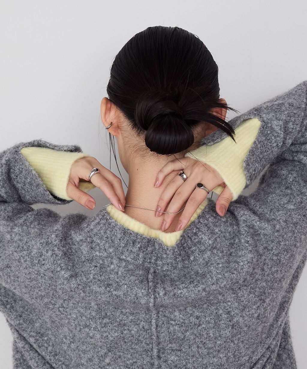 forksy. 假兩件層次感莫克領親膚針織上衣_85