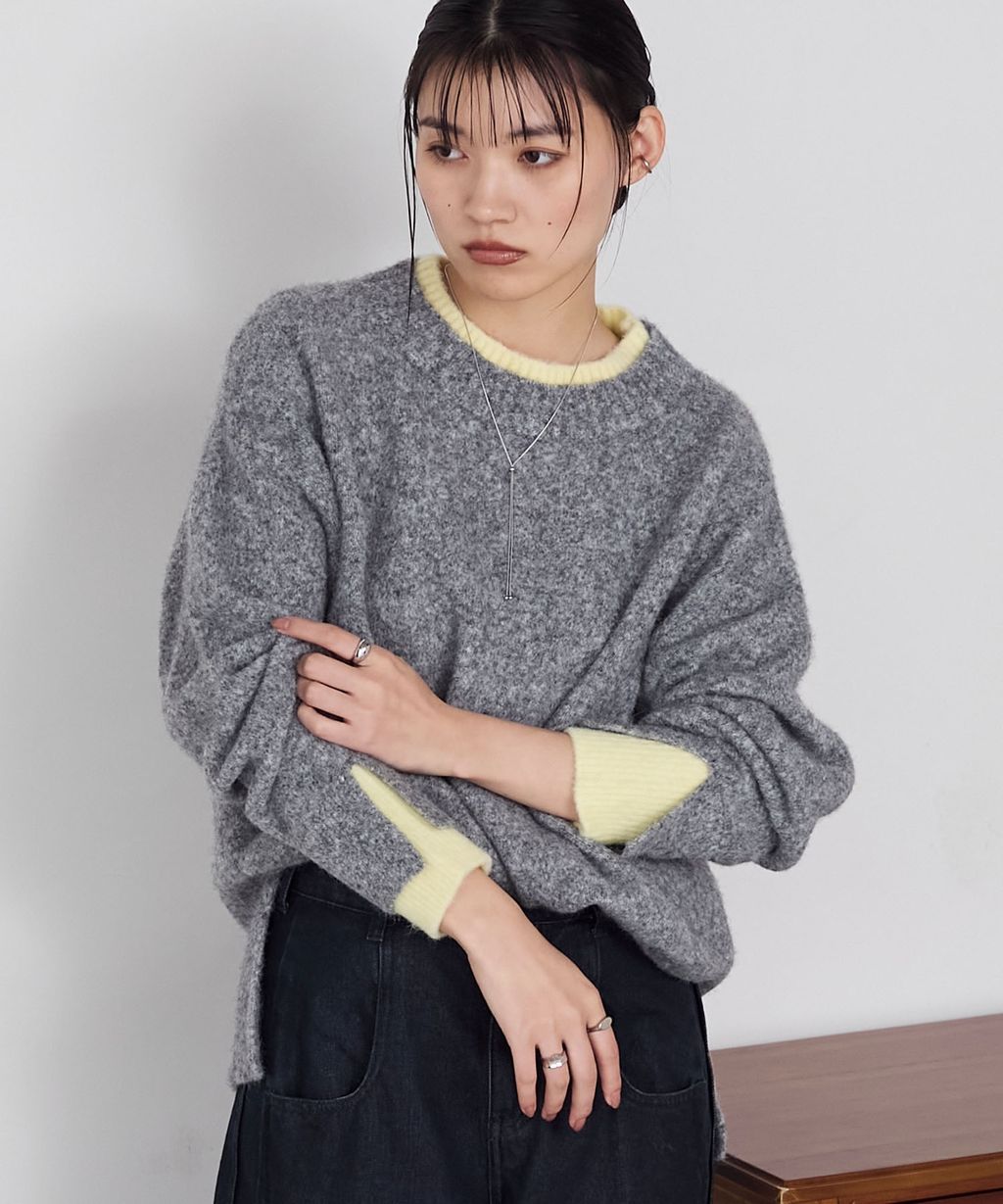 forksy. 假兩件層次感莫克領親膚針織上衣_75