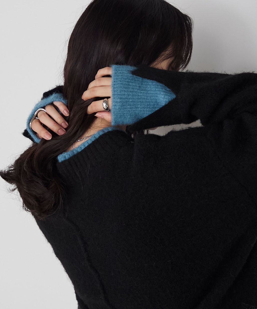 forksy. 假兩件層次感莫克領親膚針織上衣_68