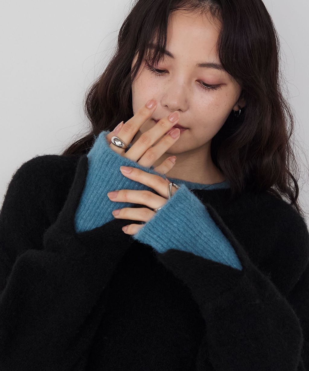 forksy. 假兩件層次感莫克領親膚針織上衣_69