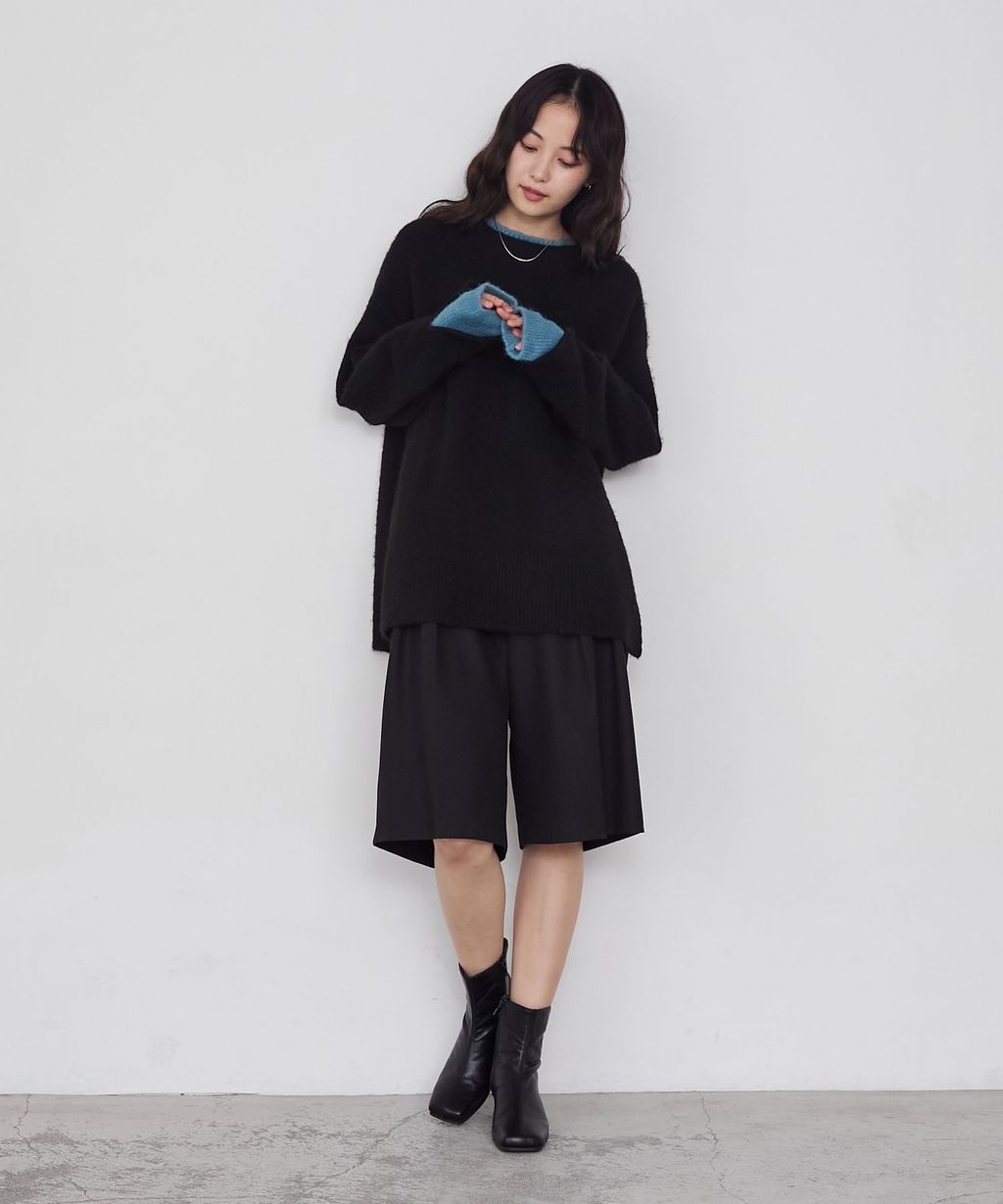 forksy. 假兩件層次感莫克領親膚針織上衣_71