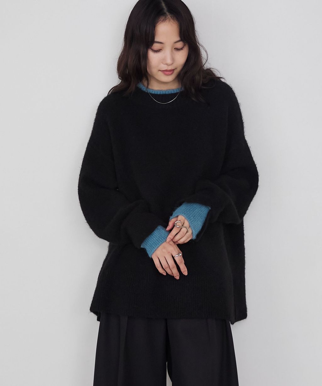 forksy. 假兩件層次感莫克領親膚針織上衣_65