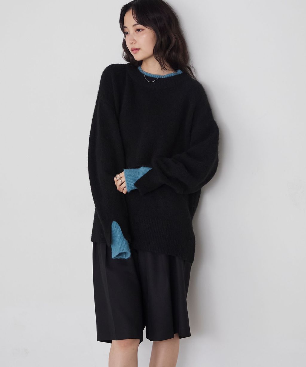 forksy. 假兩件層次感莫克領親膚針織上衣_63