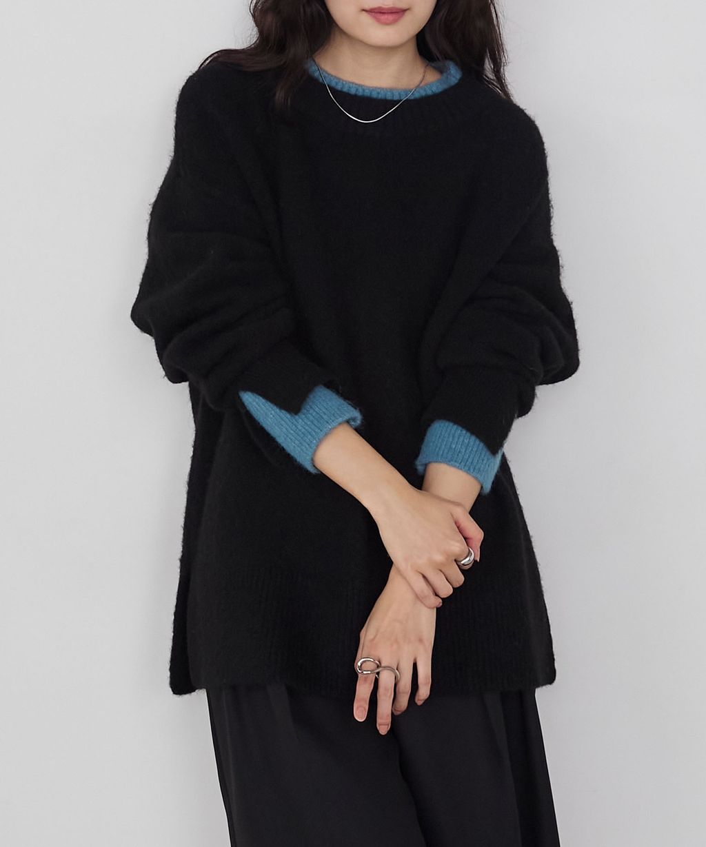 forksy. 假兩件層次感莫克領親膚針織上衣_64