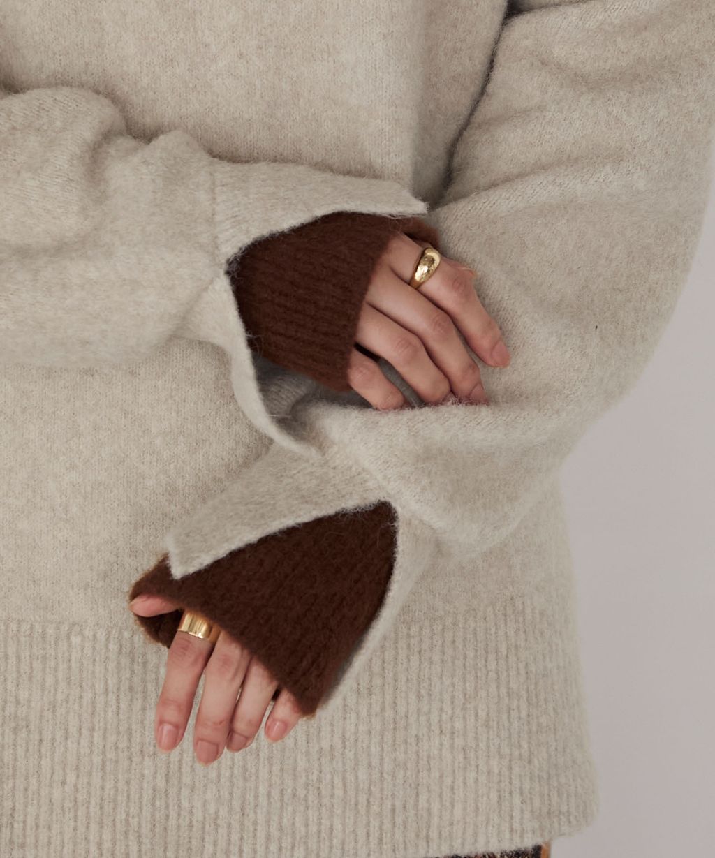 forksy. 假兩件層次感莫克領親膚針織上衣_54