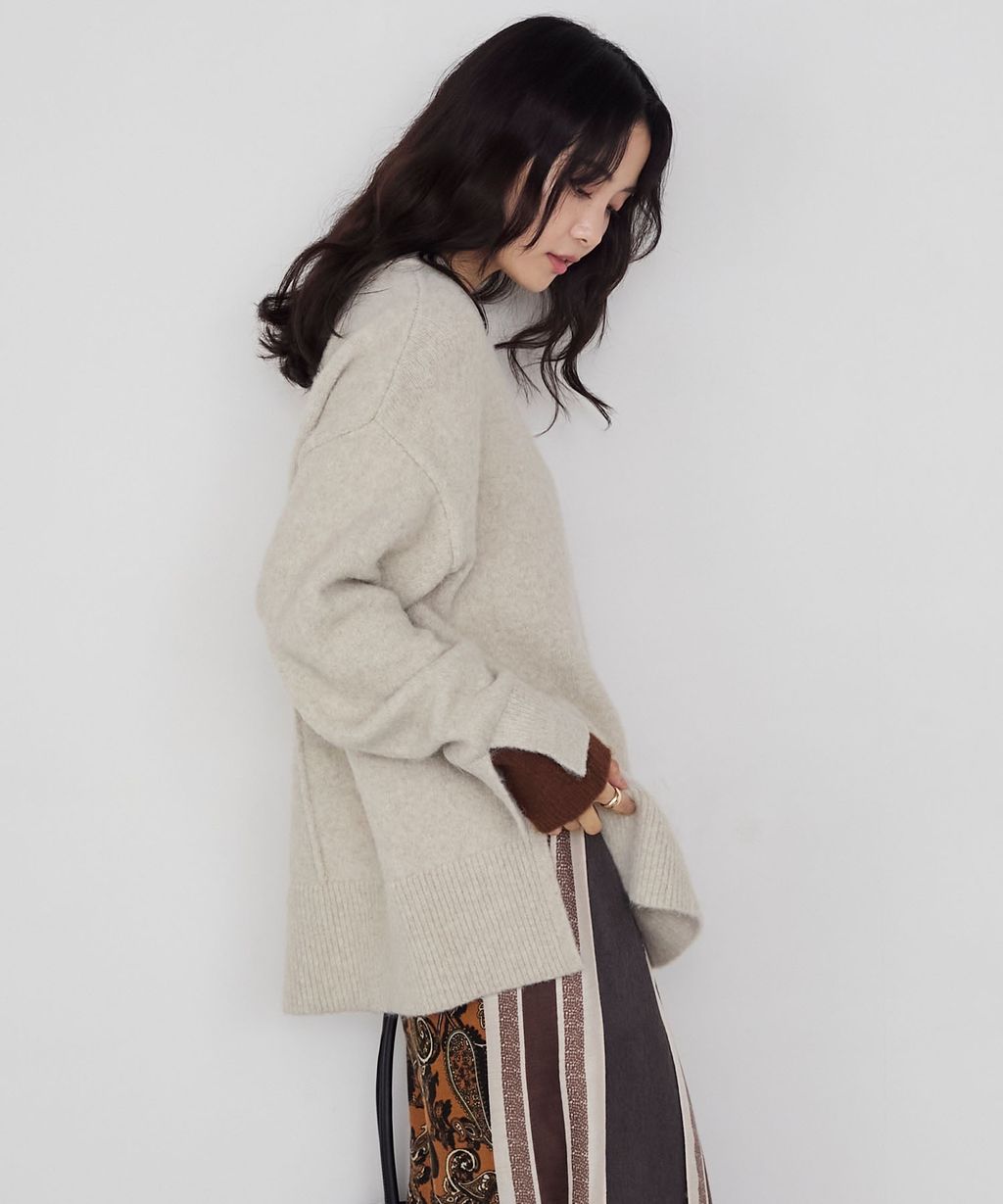 forksy. 假兩件層次感莫克領親膚針織上衣_42