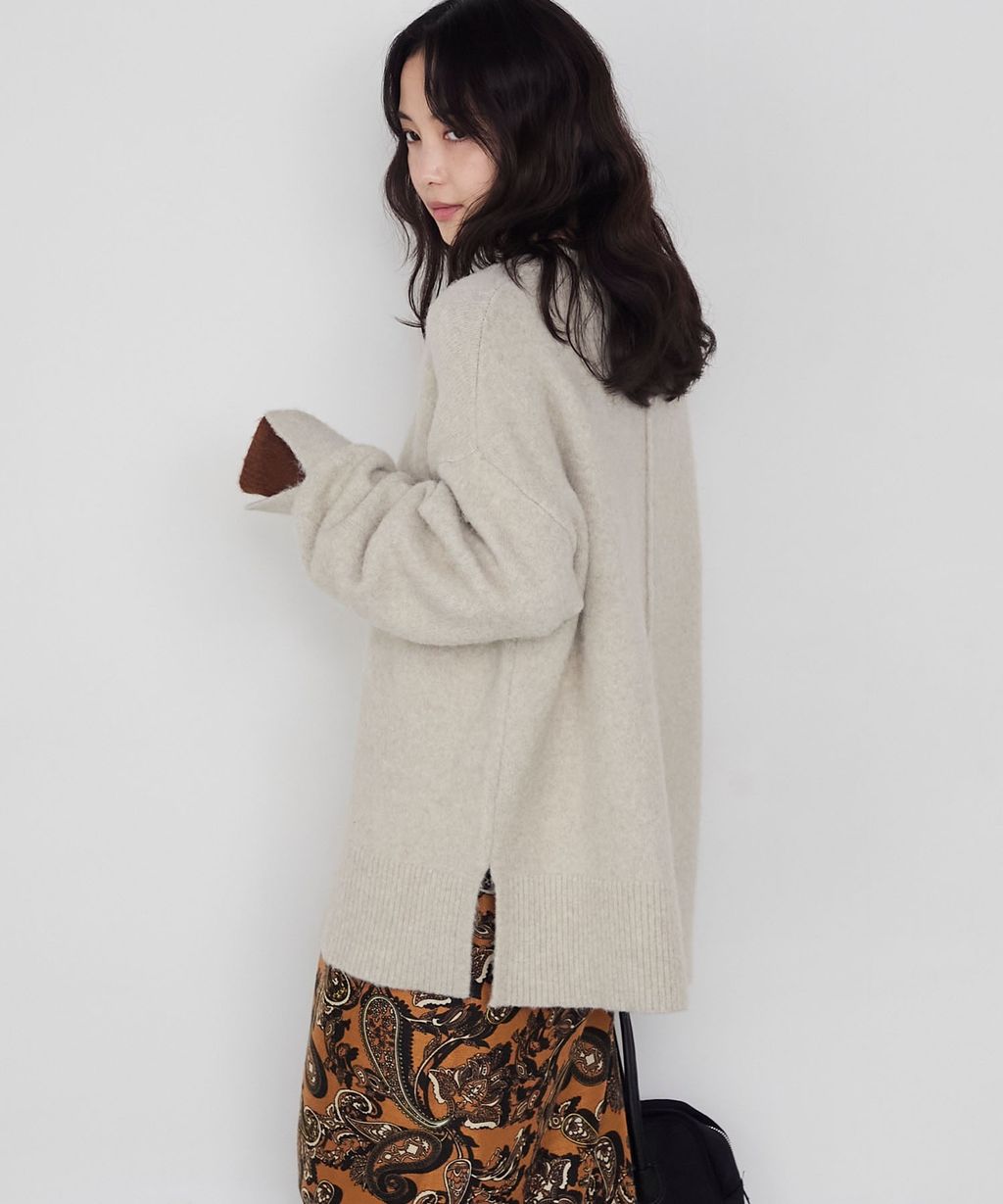 forksy. 假兩件層次感莫克領親膚針織上衣_43