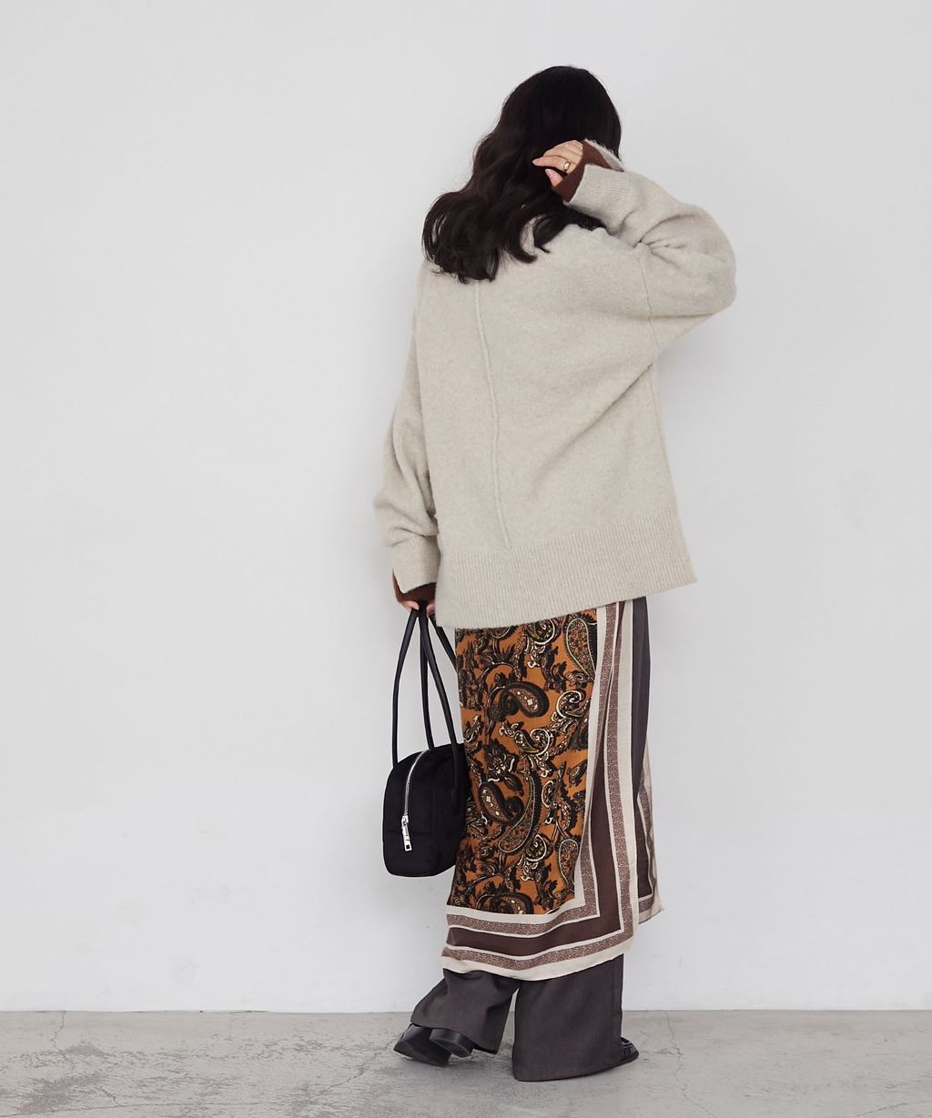 forksy. 假兩件層次感莫克領親膚針織上衣_50