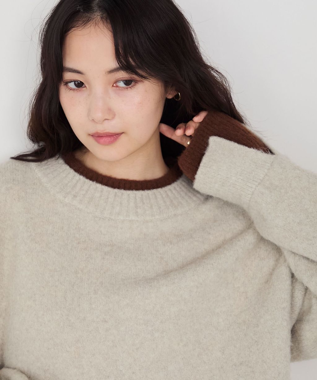 forksy. 假兩件層次感莫克領親膚針織上衣_33