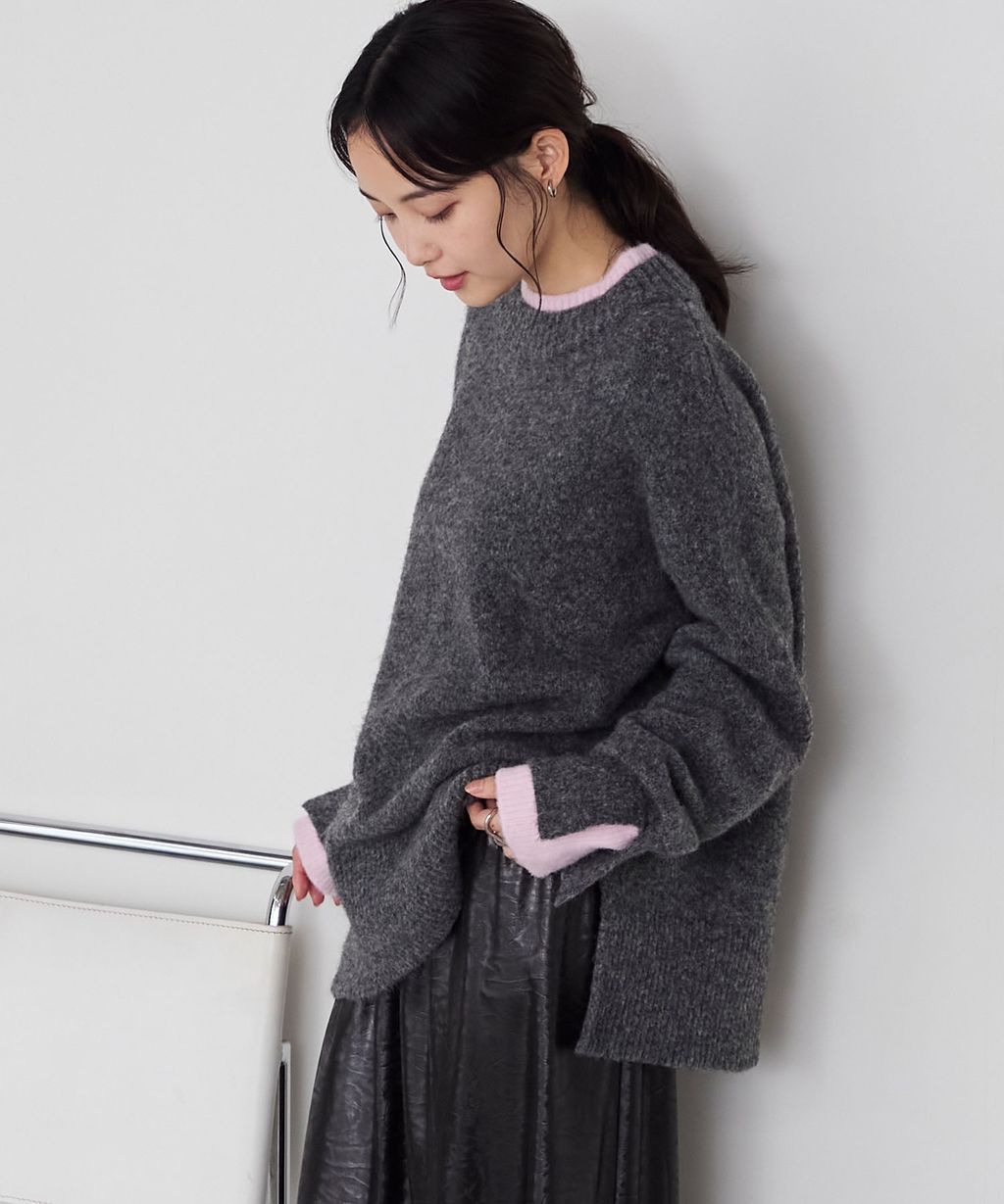 forksy. 假兩件層次感莫克領親膚針織上衣_27