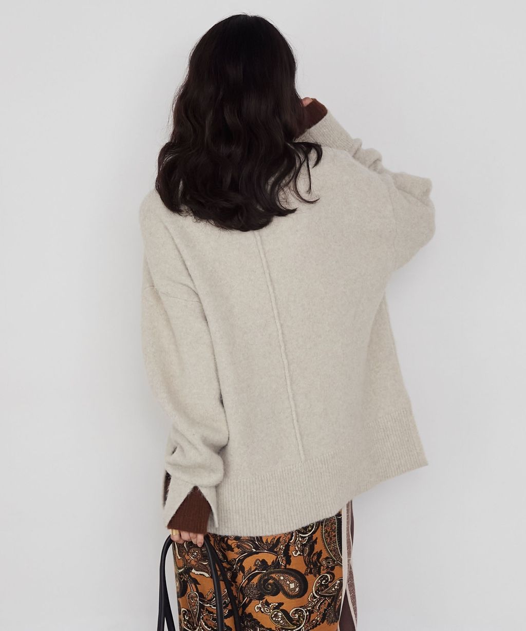 forksy. 假兩件層次感莫克領親膚針織上衣_44