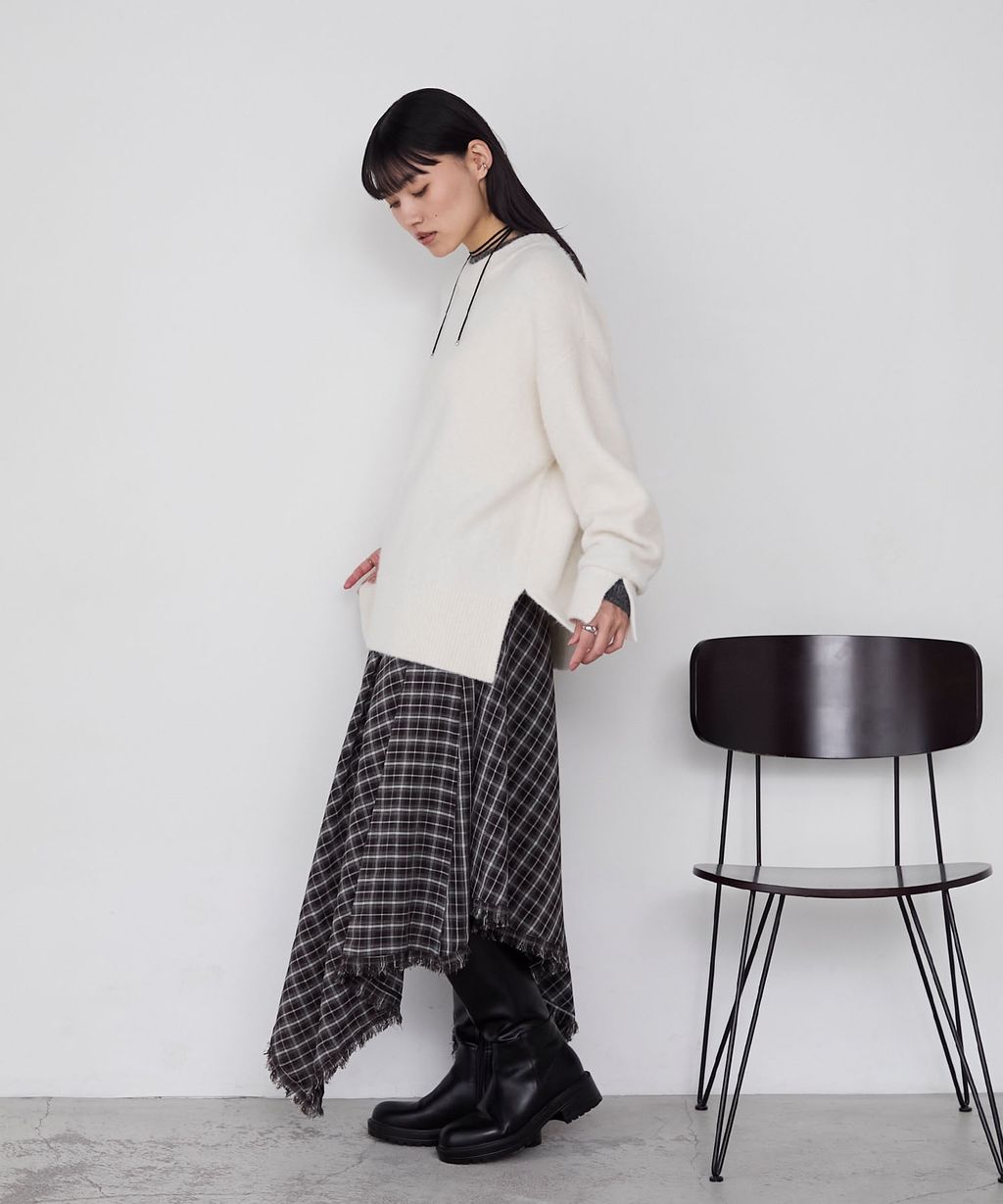 forksy. 假兩件層次感莫克領親膚針織上衣_18