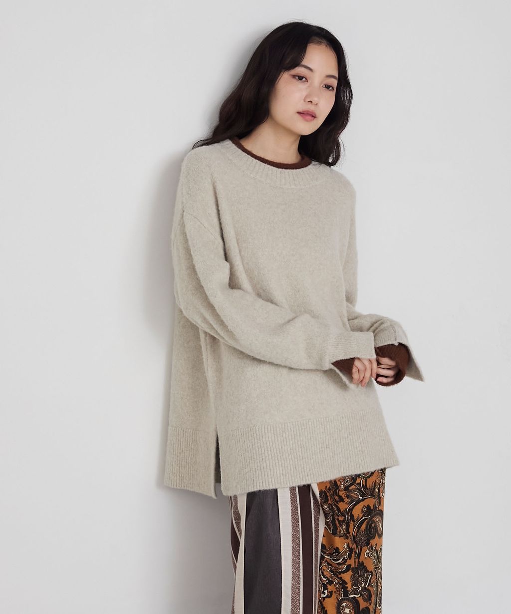 forksy. 假兩件層次感莫克領親膚針織上衣_41