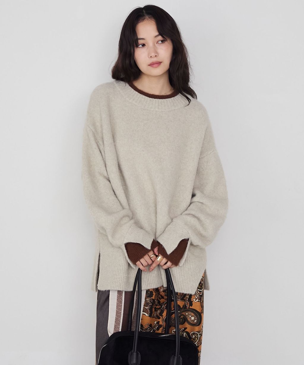 forksy. 假兩件層次感莫克領親膚針織上衣_40