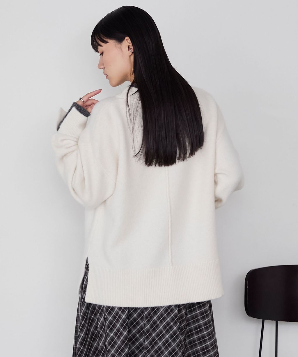 forksy. 假兩件層次感莫克領親膚針織上衣_16