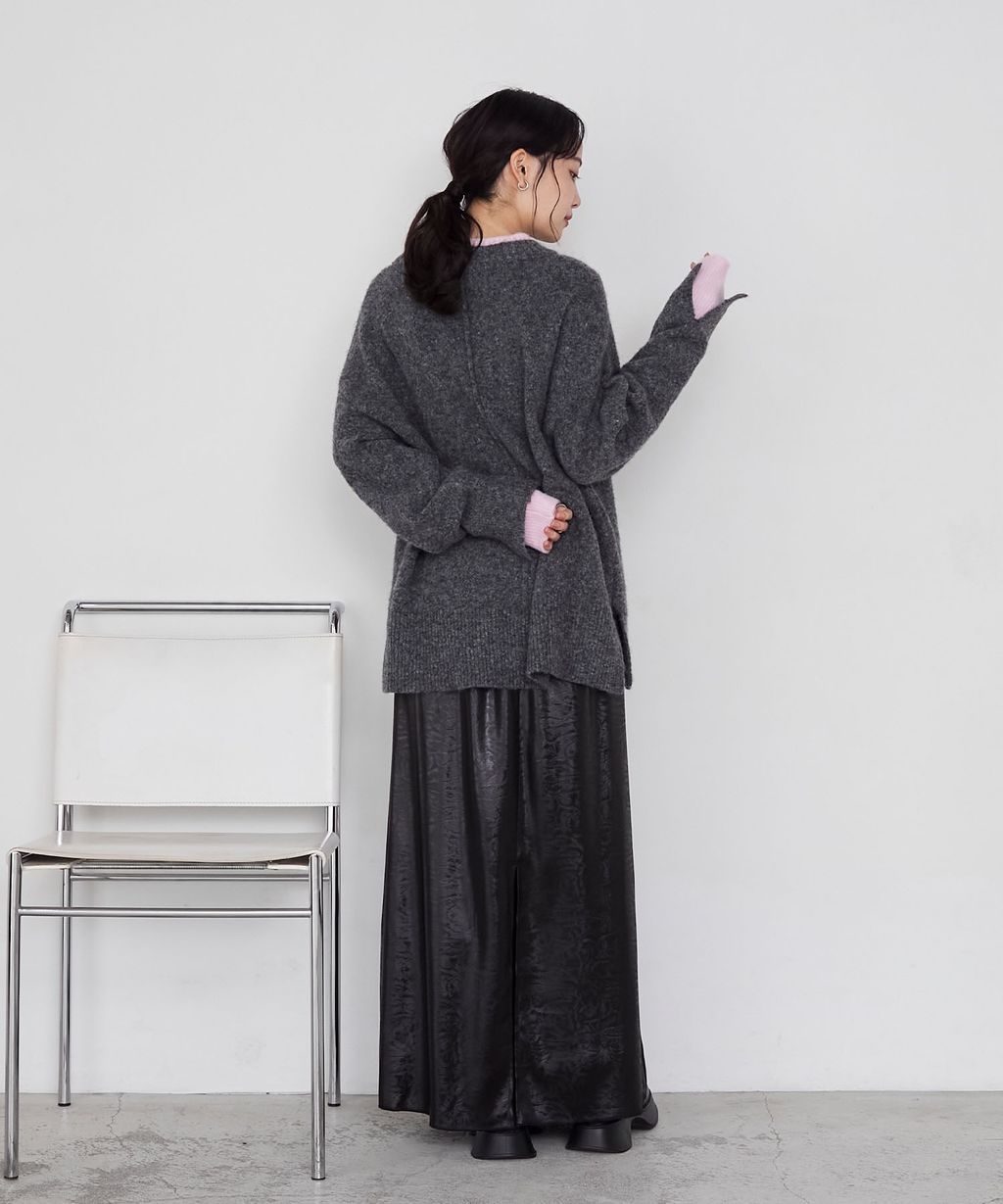 forksy. 假兩件層次感莫克領親膚針織上衣_32