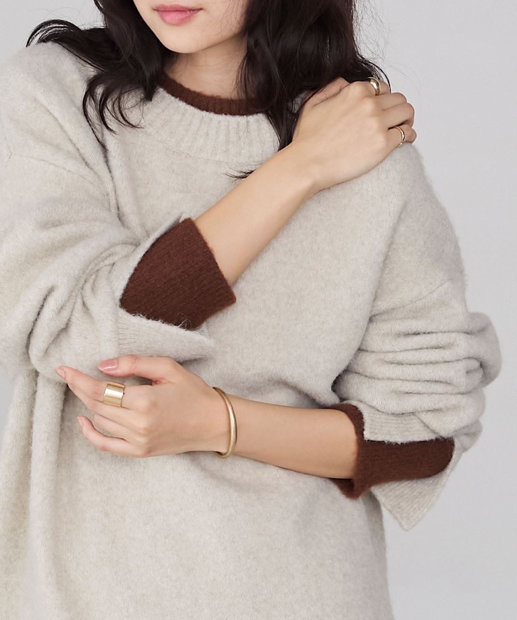 forksy. 假兩件層次感莫克領親膚針織上衣_34