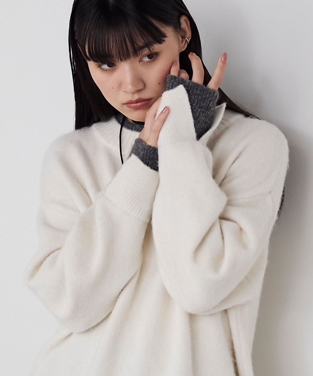 forksy. 假兩件層次感莫克領親膚針織上衣_8