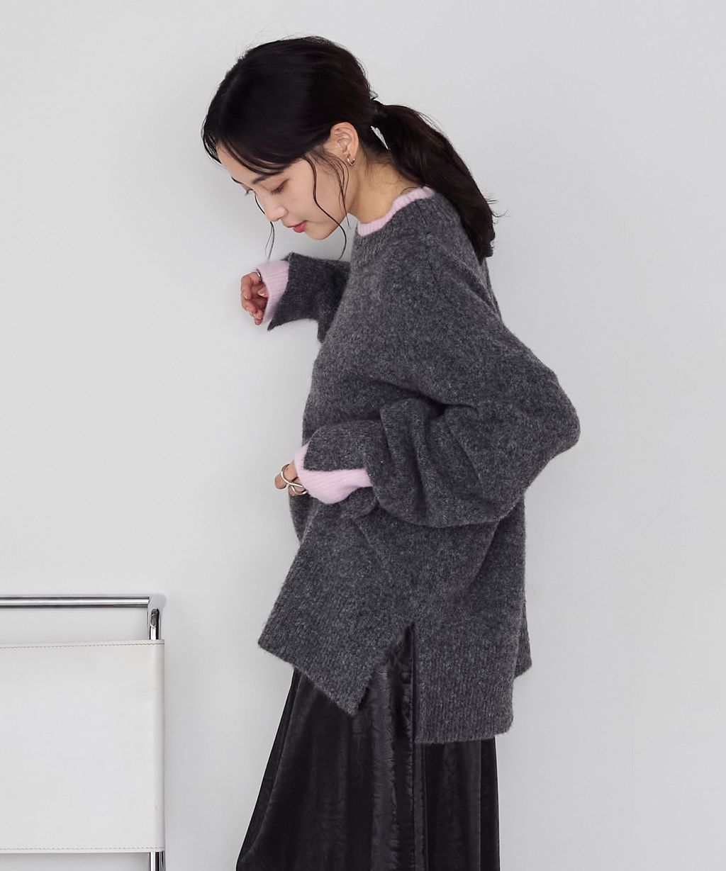 forksy. 假兩件層次感莫克領親膚針織上衣_26