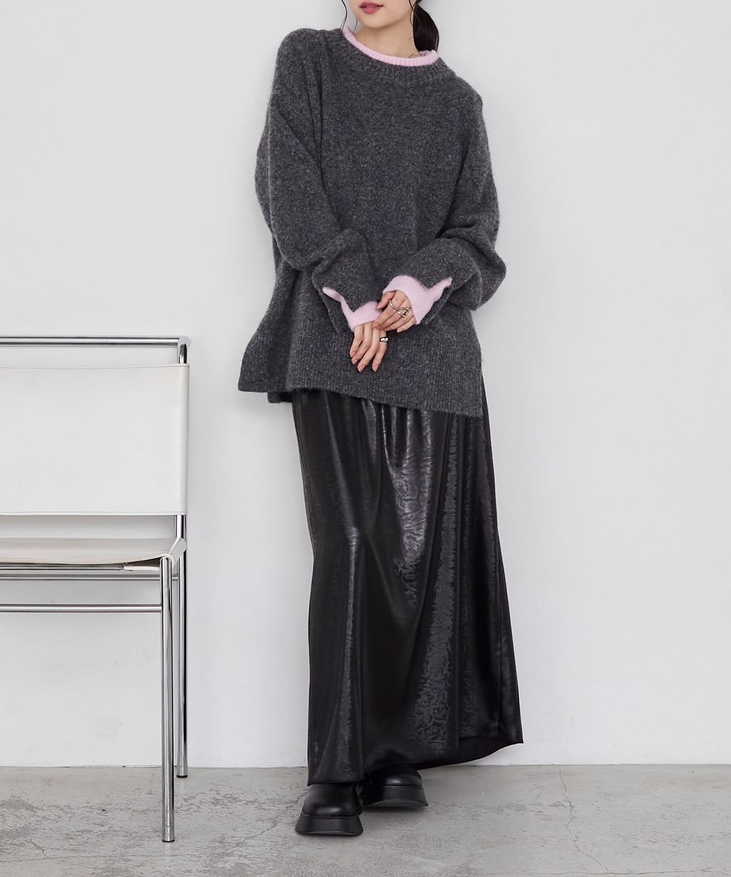 forksy. 假兩件層次感莫克領親膚針織上衣_30