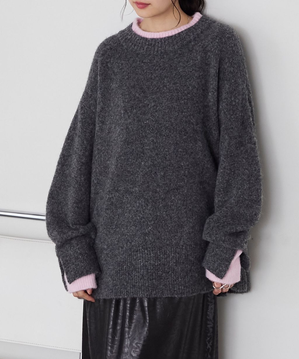 forksy. 假兩件層次感莫克領親膚針織上衣_23