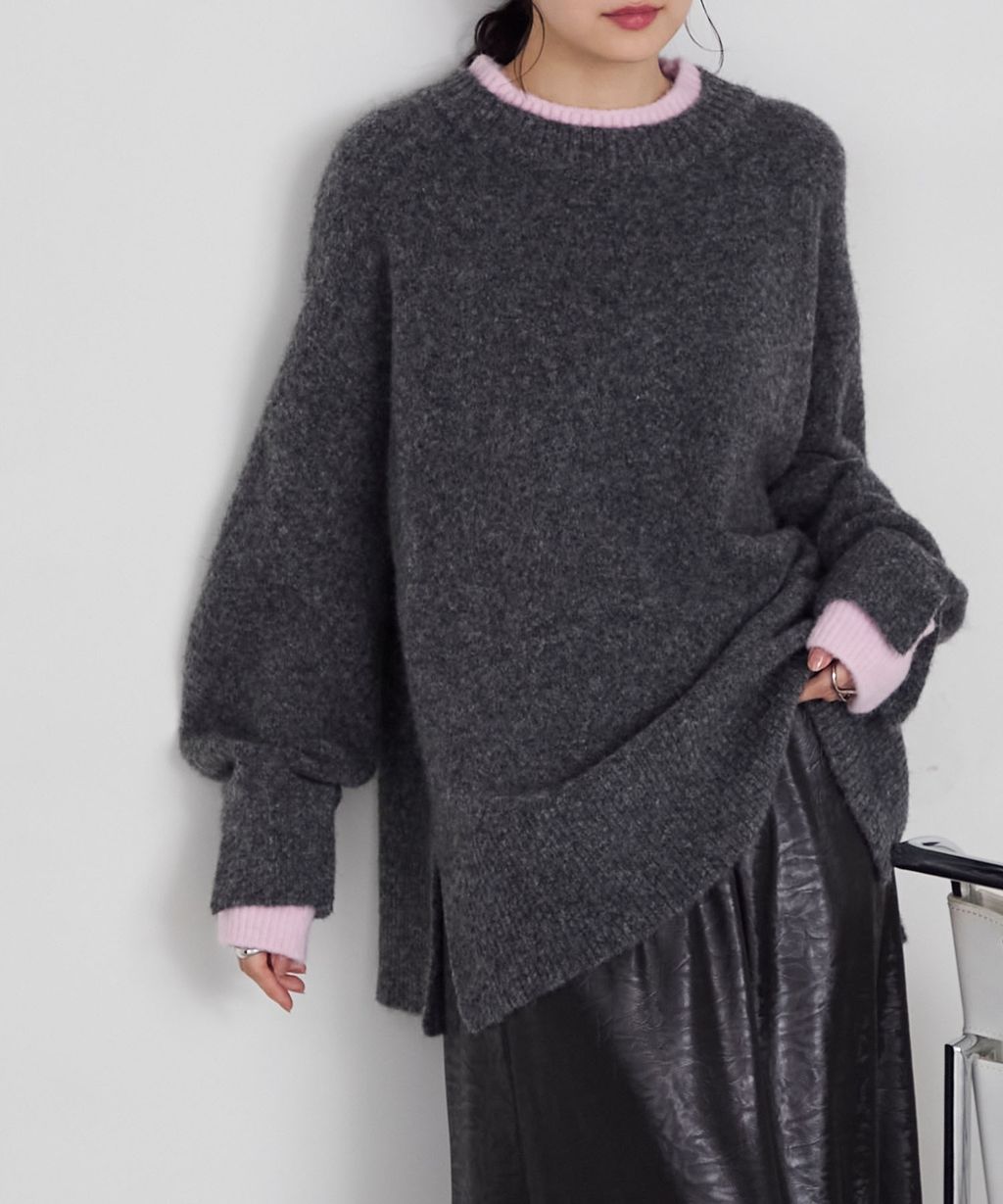 forksy. 假兩件層次感莫克領親膚針織上衣_22