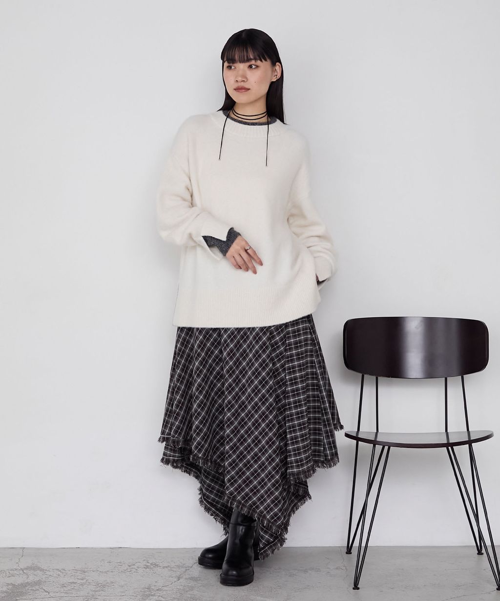 forksy. 假兩件層次感莫克領親膚針織上衣_17