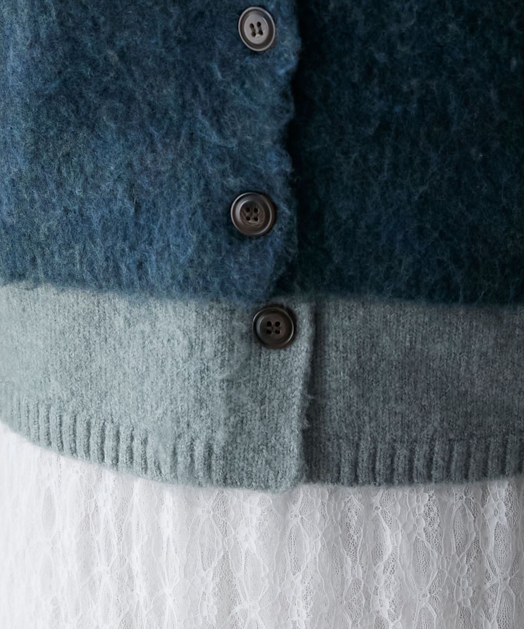 forksy. 假兩件短版落肩針織開襟外套_6