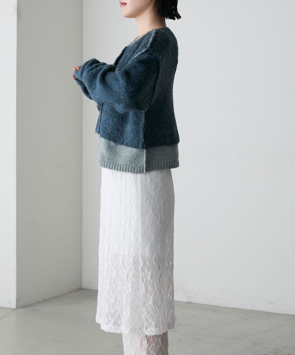 forksy. 假兩件短版落肩針織開襟外套_8