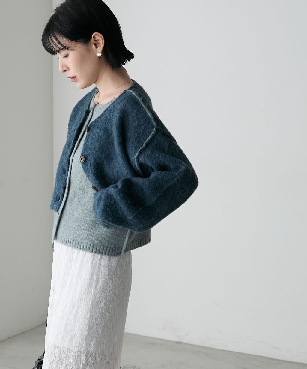 forksy. 假兩件短版落肩針織開襟外套_96