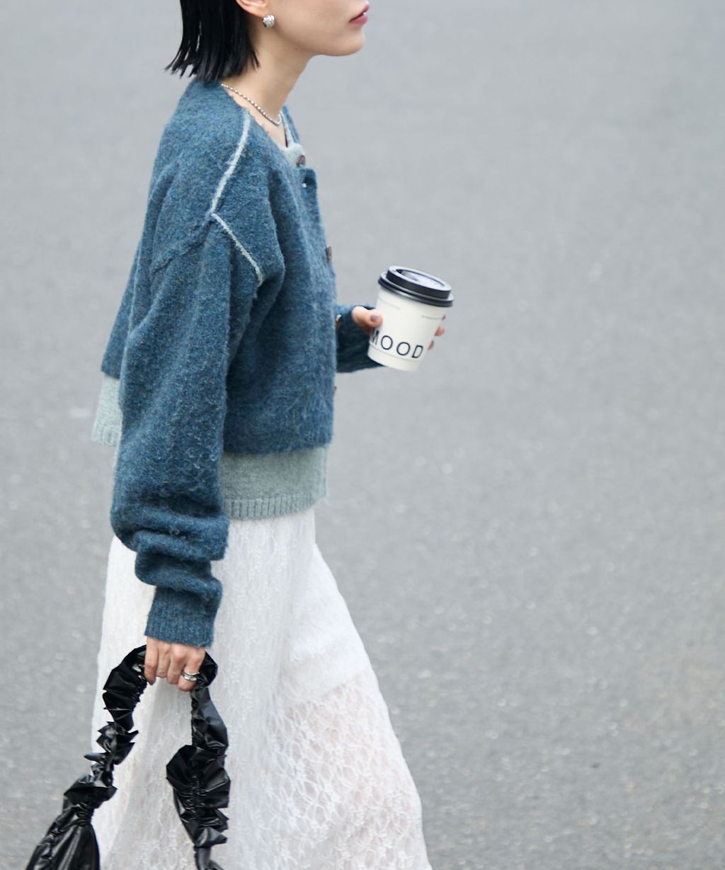 forksy. 假兩件短版落肩針織開襟外套_84