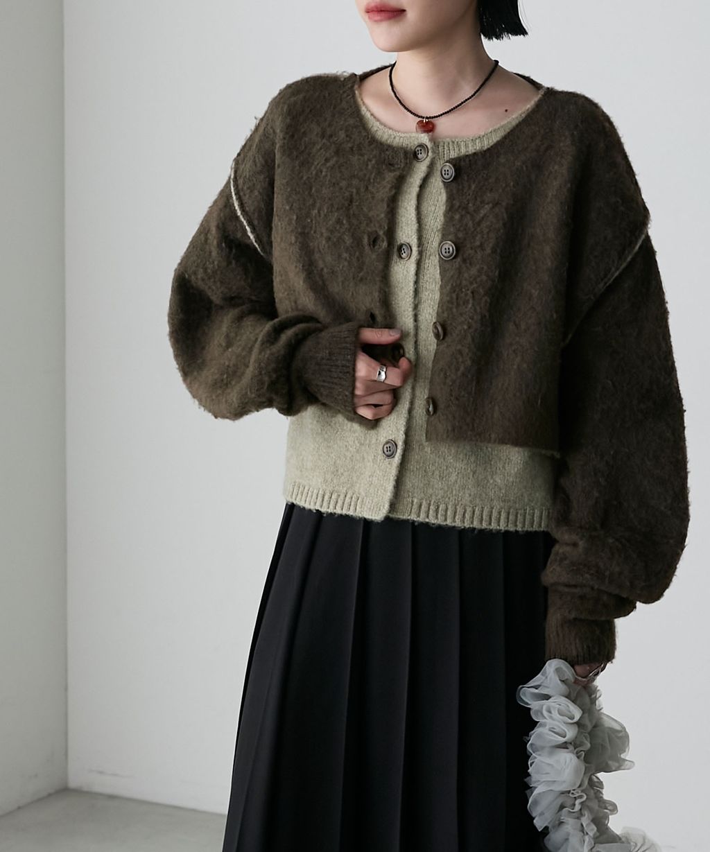 forksy. 假兩件短版落肩針織開襟外套_68