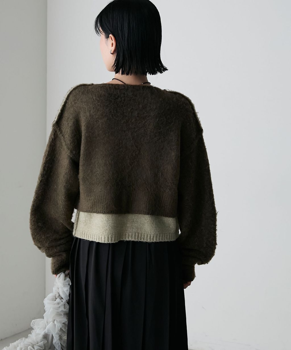 forksy. 假兩件短版落肩針織開襟外套_71