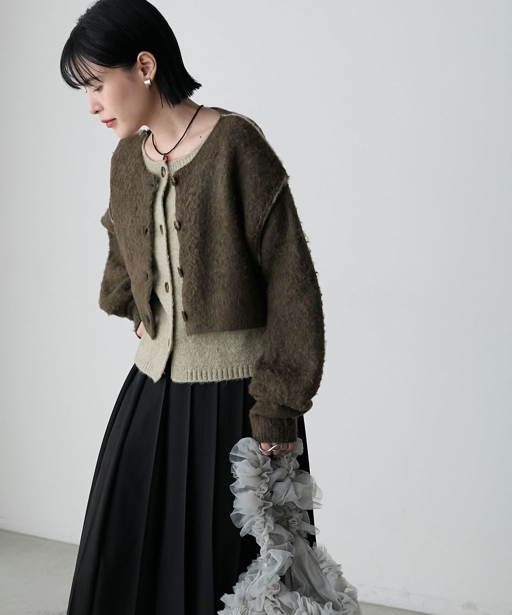 forksy. 假兩件短版落肩針織開襟外套_69