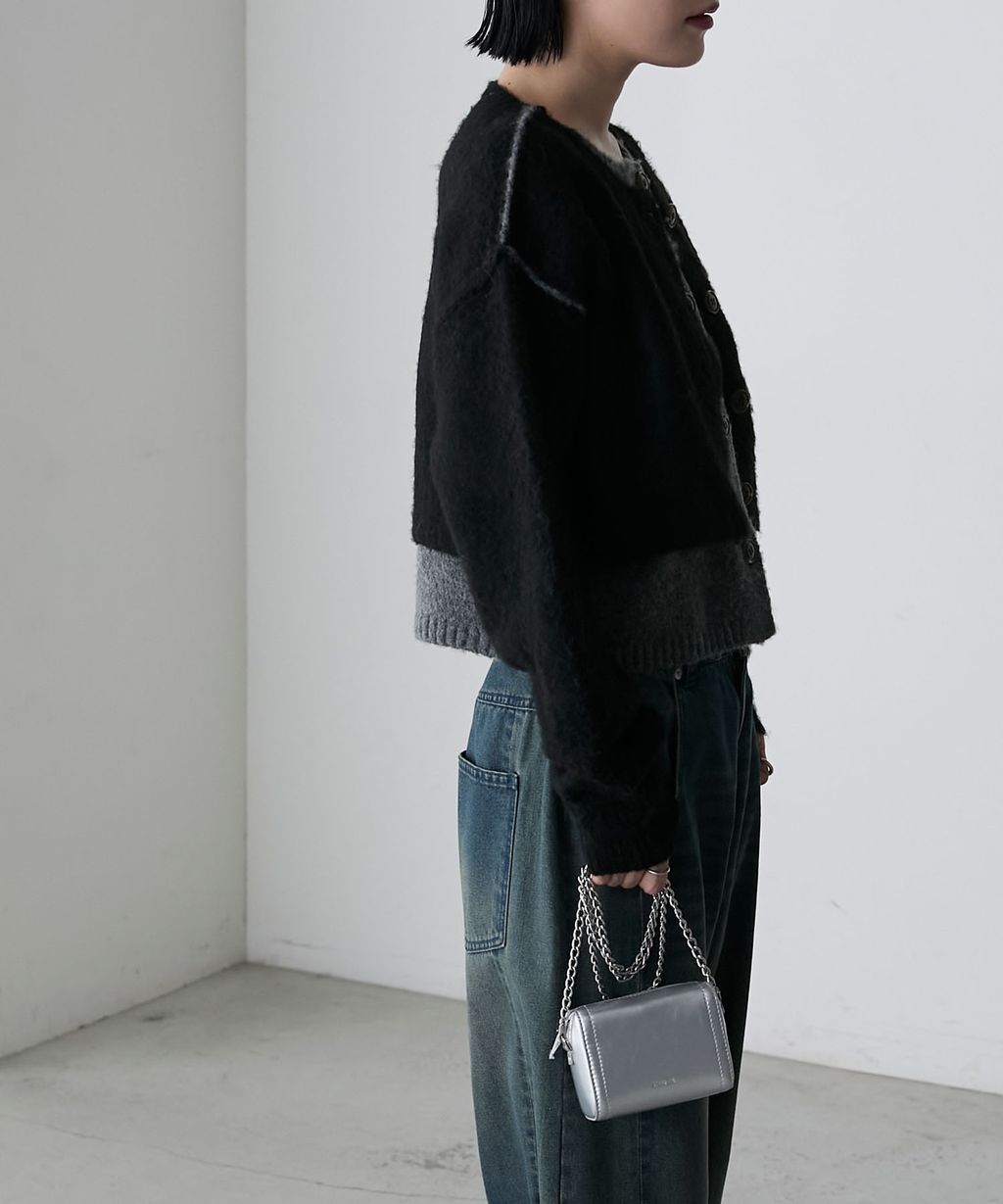 forksy. 假兩件短版落肩針織開襟外套_49