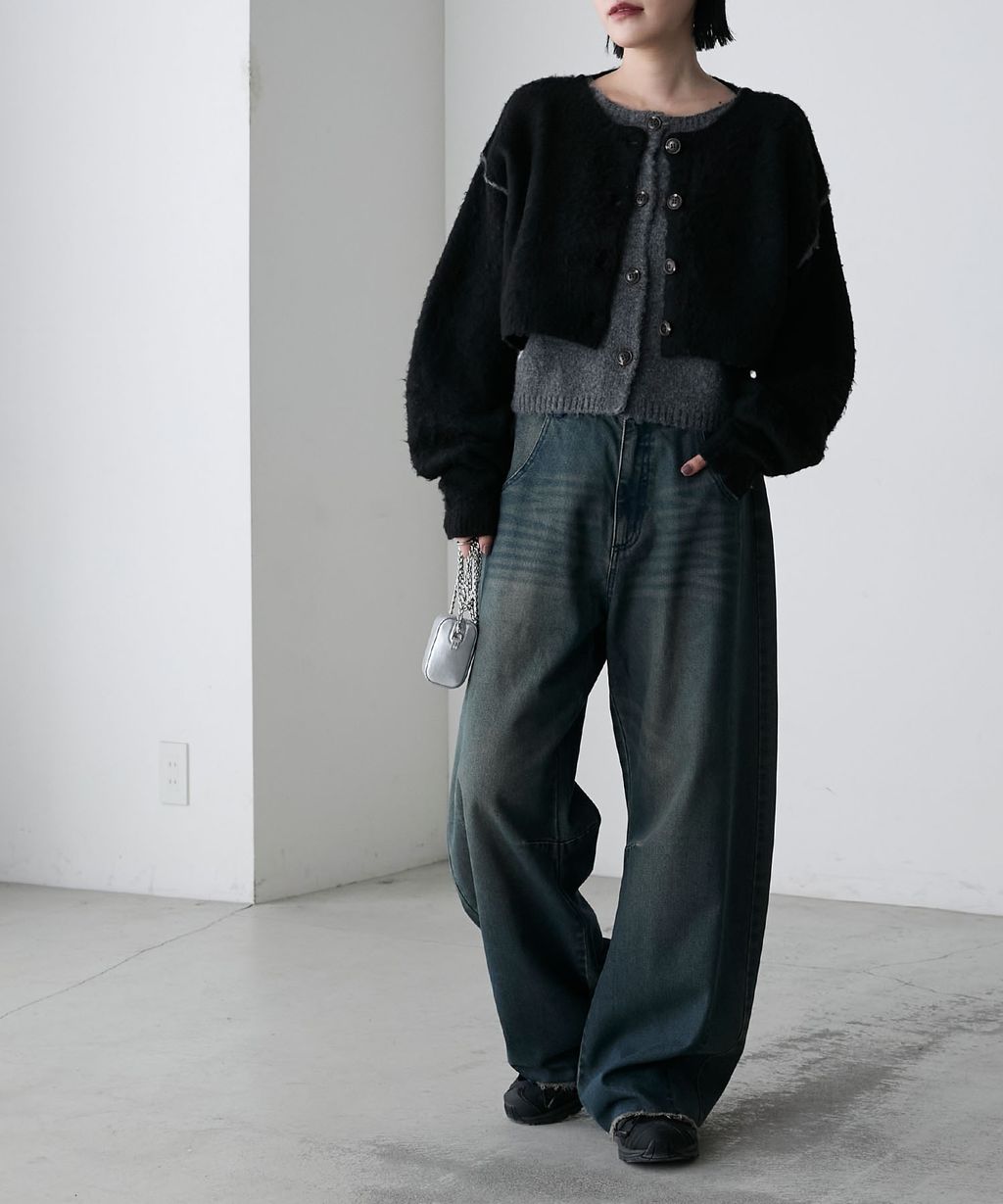 forksy. 假兩件短版落肩針織開襟外套_53