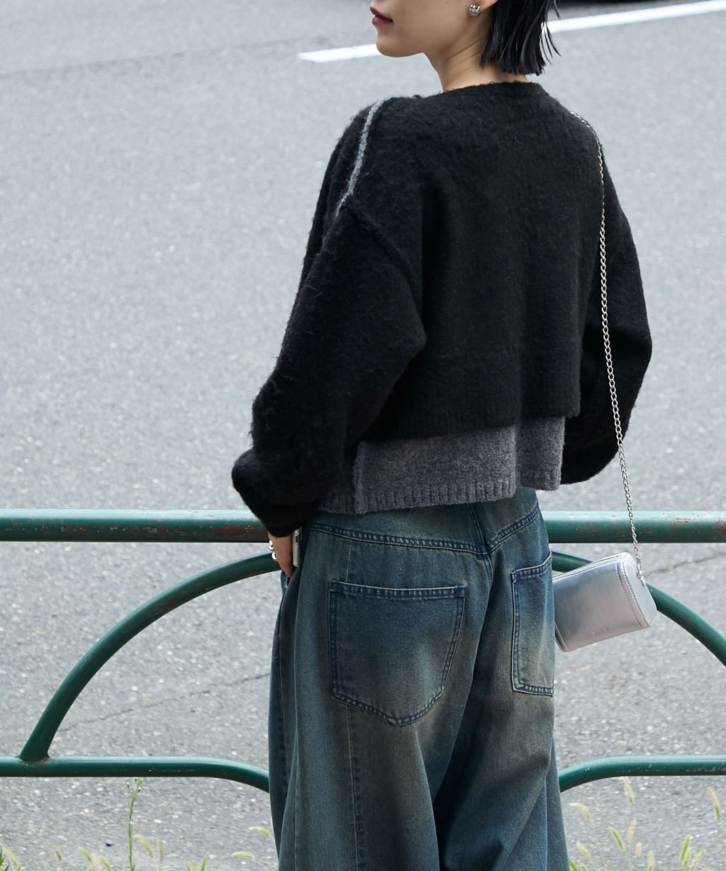 forksy. 假兩件短版落肩針織開襟外套_41