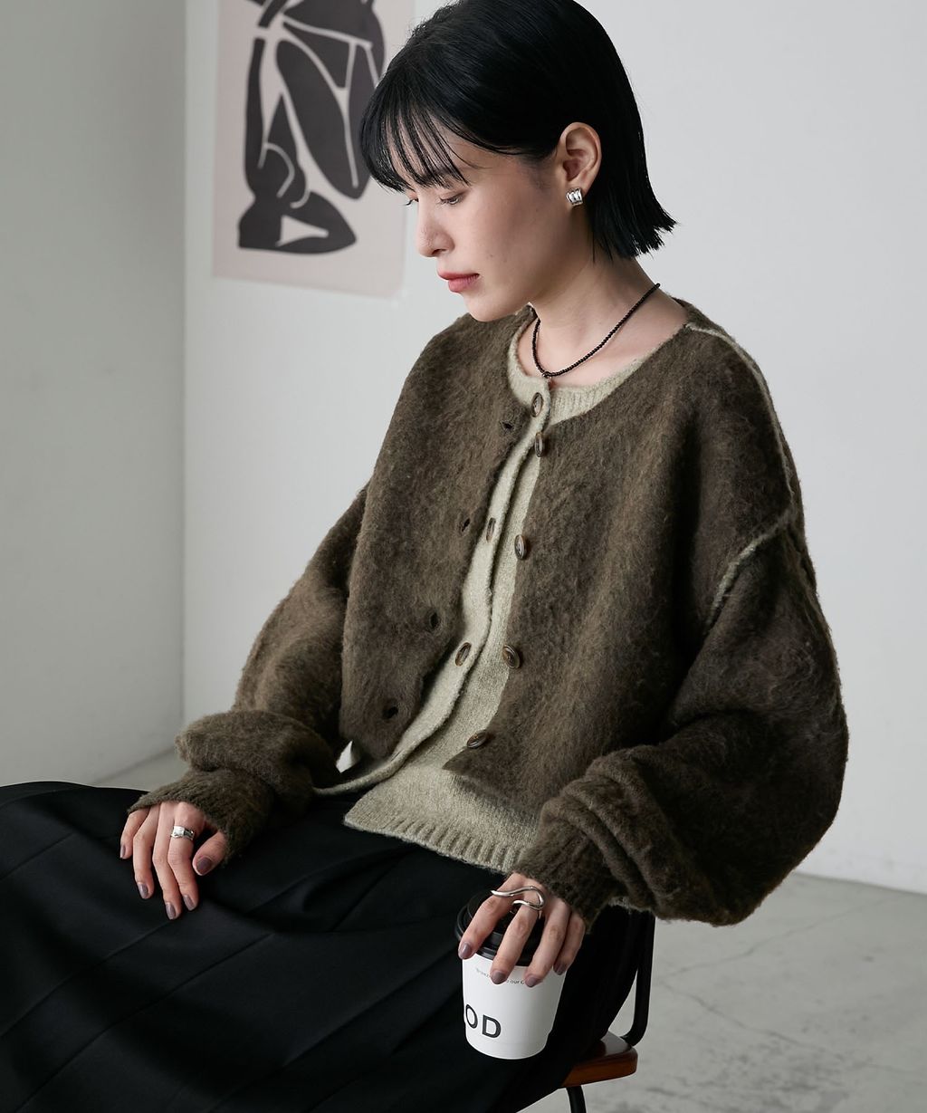 forksy. 假兩件短版落肩針織開襟外套_24