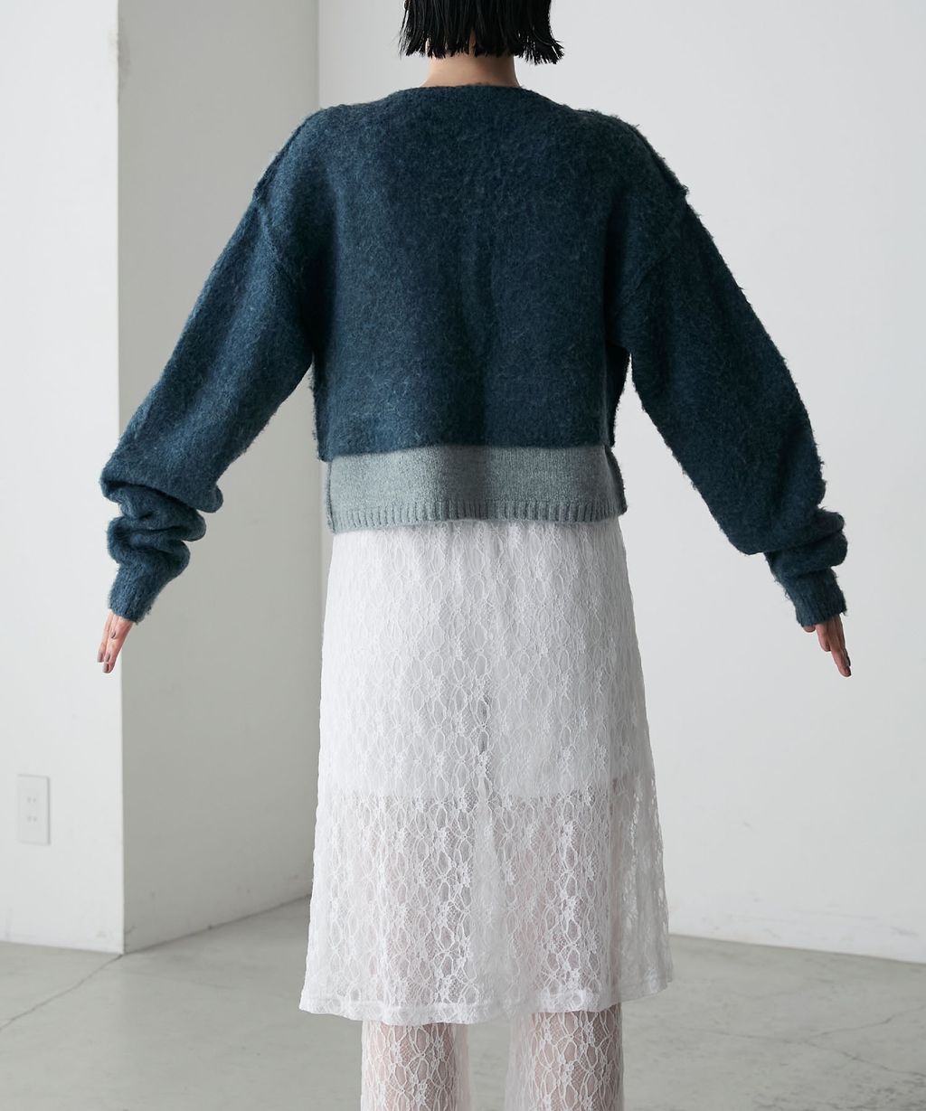 forksy. 假兩件短版落肩針織開襟外套_10