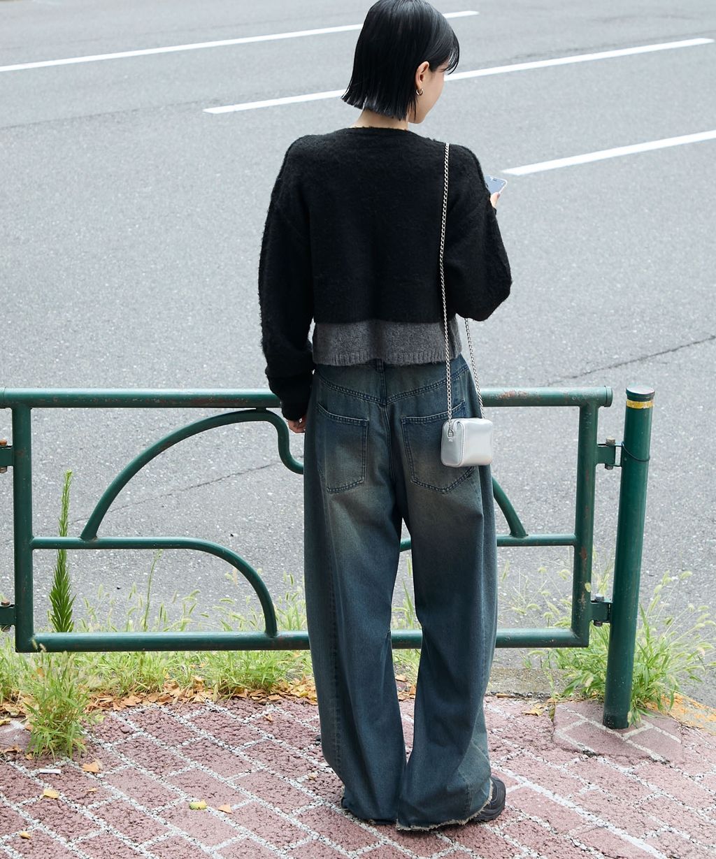 forksy. 假兩件短版落肩針織開襟外套_44