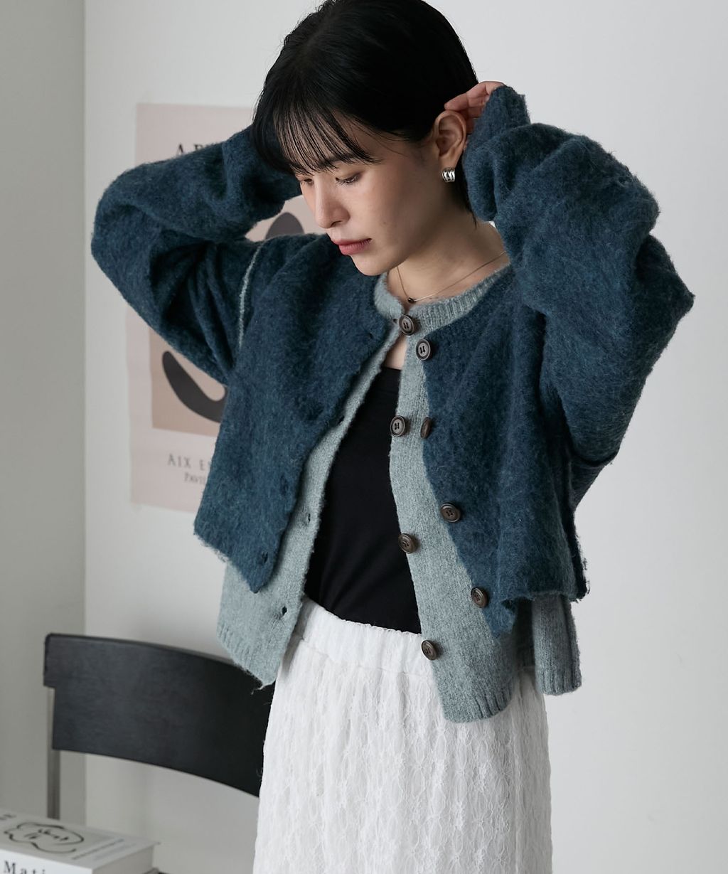 forksy. 假兩件短版落肩針織開襟外套_104