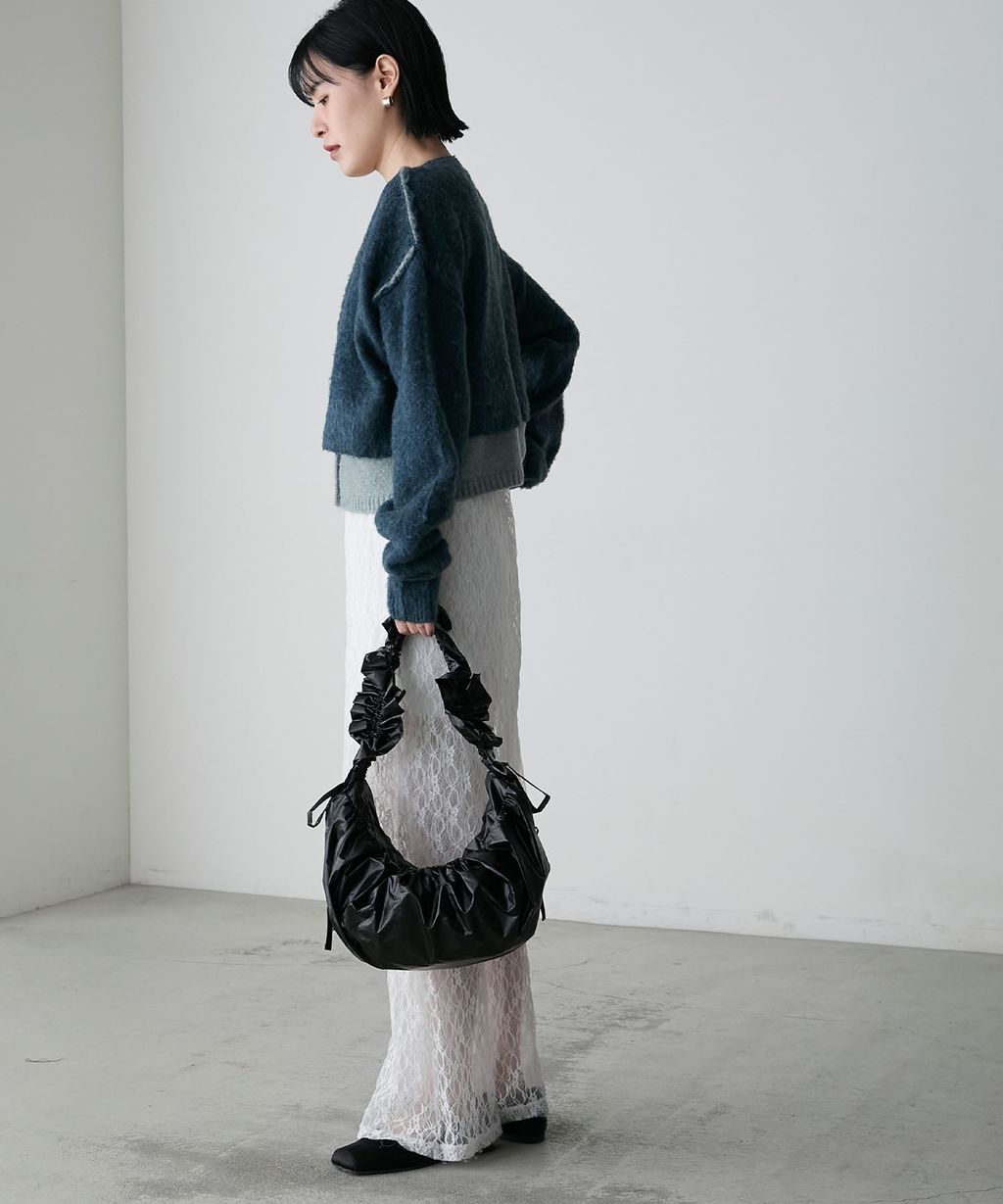 forksy. 假兩件短版落肩針織開襟外套_100