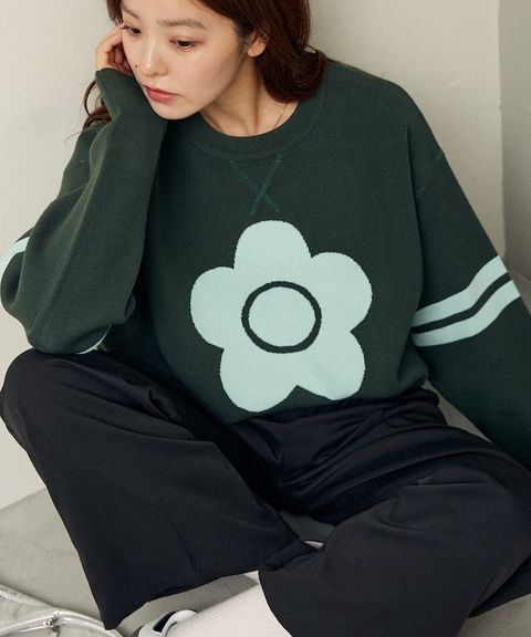 MARY QUANT 花朵logo袖線運動風針織大學T_4