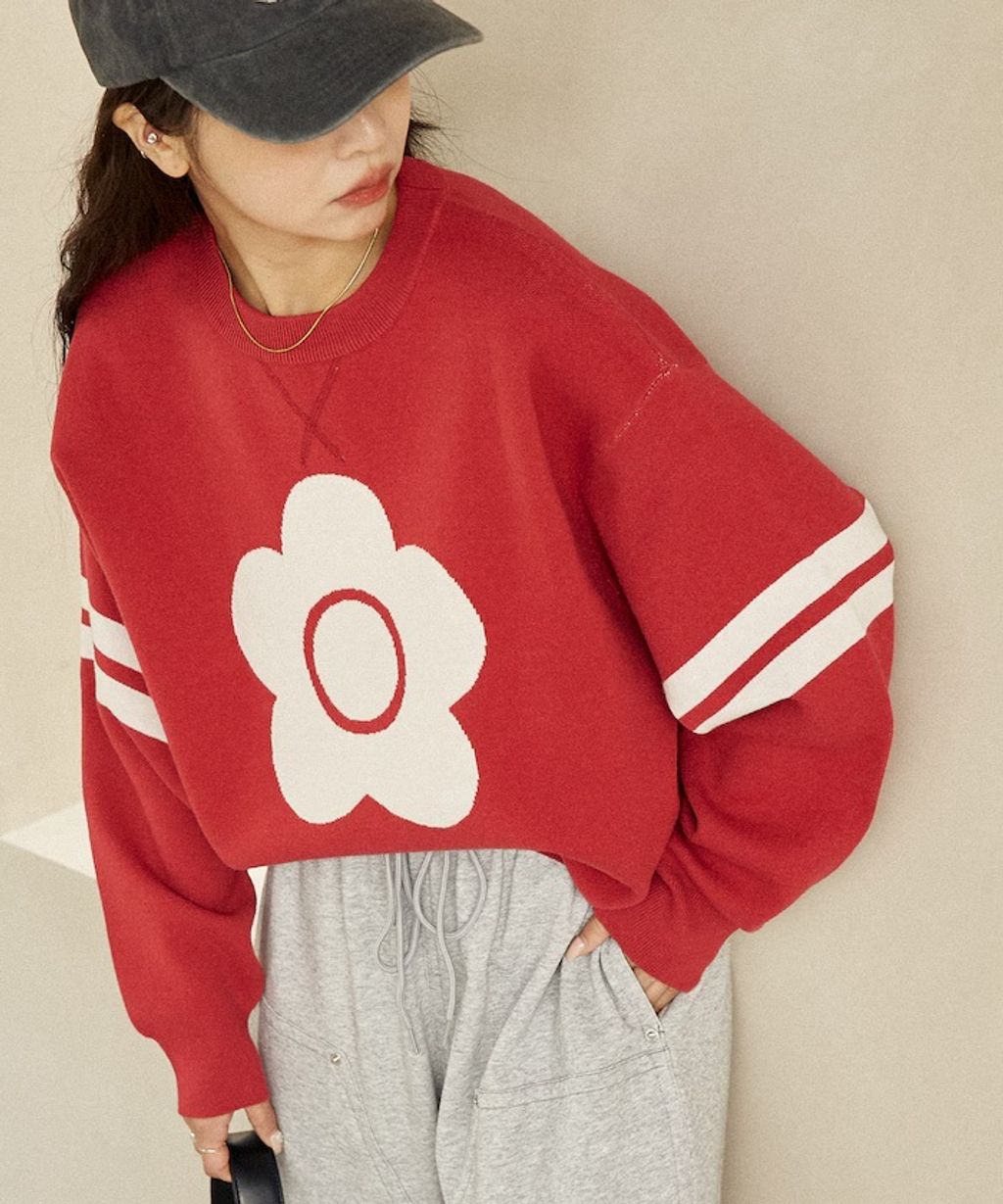 MARY QUANT 花朵logo袖線運動風針織大學T_3