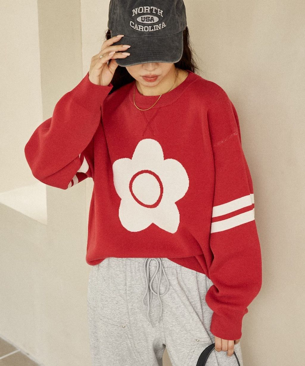 MARY QUANT 花朵logo袖線運動風針織大學T_16